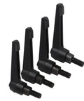 Beefy 4 Piece M8 Clamping Lever Handle Set in Stainless Steel Black Finish Male Thread Adjustable Machine Knobs for Precise Positioning and Quick Tuning in 16mm, 4 black levers