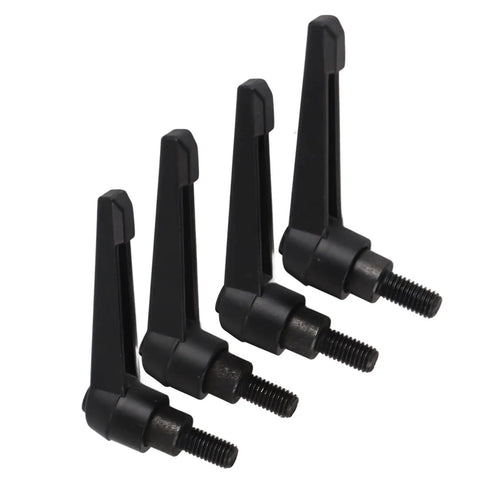 Beefy 4 Piece M8 Clamping Lever Handle Set in Stainless Steel Black Finish Male Thread Adjustable Machine Knobs for Precise Positioning and Quick Tuning in 16mm, 4 black levers