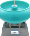 Front view of 17-Inch Vibratory Tumbler Polisher For Jewelry And Metal Finishing, Stone Polishing Machine with teal bowl and base.