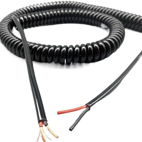 Hella Flexible Spiral Power Cord Featuring Rock Solid Bare Copper Conductors With Heavy Duty Telescopic Design for reliable industrial sensor wiring.
