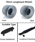 70mm Longboard Wheels 51mm Wide With 80A Hardness And ABEC-9 Bearings, Includes Spacers, Riser Pads And All Hardware, Clear Frosted Finish