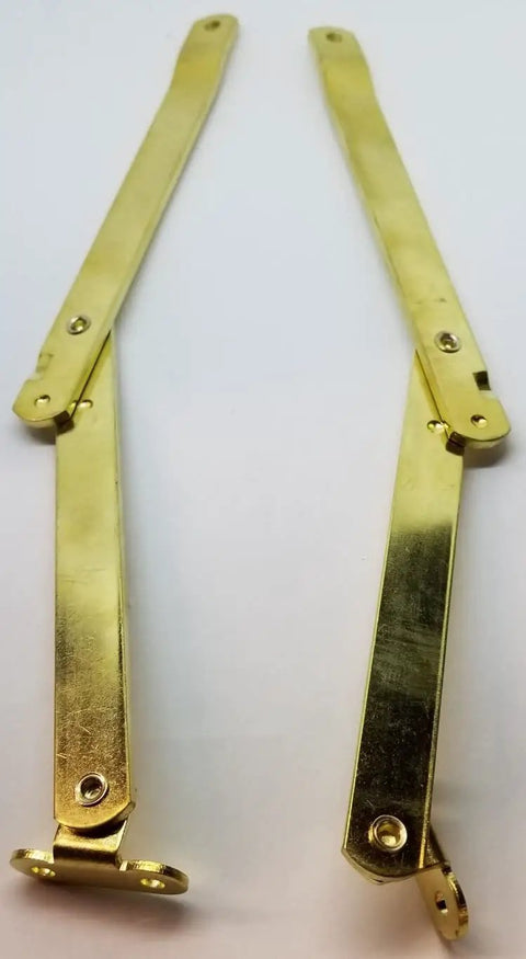 Pair Of Antique Brass Drop Front Desk Lid Stays Hinges For Mailbox Trunk Chest Steamer, Heavy Duty Steel Plated Inside Mount With Strong Friction