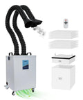 Dual Port Industrial Fume Extractor pulls straight shooting clean air with dual hoses and filters, ideal for busy work areas.