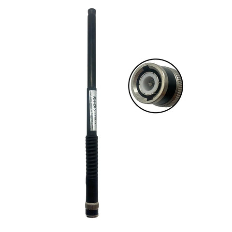 Close-up of Three Pack RH-205 Telescopic VHF 144MHz Antenna with BNC male connector for handheld radios