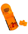 Back view of Non Contact Ultrasonic Cable Height Meter With Auto Temperature Compensation, battery compartment open