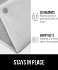 Heavy Duty Ironing Board Pad With Silicone Coating, 400 Degree Heat Resistant Thick Padding, No Slip Magnetic Straps And Hook And Loop Fastener, Keeps Pad Flat On Standard Boards, Stain And Water Resistant, Silver 28x24, showing magnetic feature