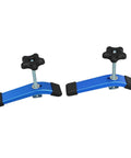 Secure Your Woodworking Projects Like A Pro With This Heavy Duty T Slot Clamp Set For CNC Machines Featuring Strong 6063 Aluminum Build And Effortless Clamping Action For Stable Workbench Success. Blue aluminum T slot clamps with black handles.