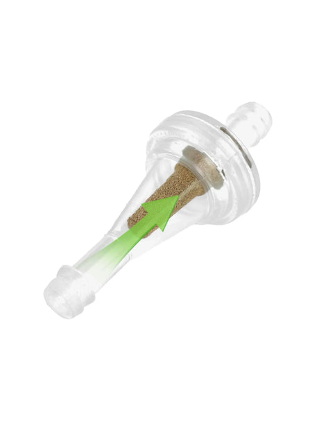 Inline Copper Fuel Filter For One Quarter Inch Fuel Line Fitment On Dirt Bikes, ATVs, Motorcycles, nylon housing detail