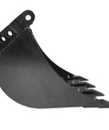 24 Inch Front And Backhoe Bucket With Hydraulic Tilt, Beefy Carbon Steel Teeth, Excavator Attachment Side View