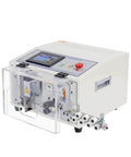 Automatic Cable Wire Cutting And Stripping Machine With Touch Screen for AWG 11 to 32, 0.1-4.5 mm2 range, shown in white.