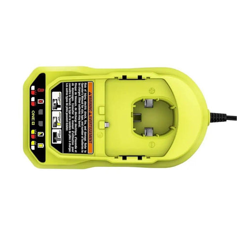 18V Corded Battery Charger For PCG002 Style Batteries With Indicator Lights And Maintenance Mode, top view, black plastic