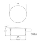 Technical drawing of Black Nylon Hole Plugs For 1 1/8 Inch Holes With Locking Tabs, side and top view with dimensions.