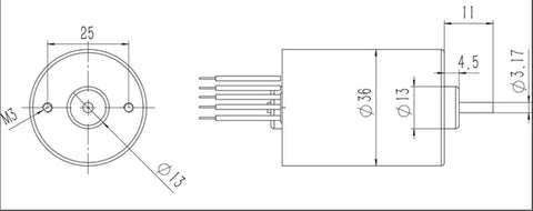Technical drawing of Beefy Torque 550 DC Planetary Gearbox With All Metal Gears 36mm Housing And 8mm Shaft Versatile Ratios.