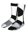 Game Changing Compression Socks For Men And Women Rocking A Dope Black And White Piano Plate Grid Pattern Moisture Wicking Athletic Gear.