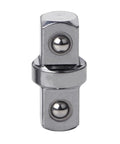 Front view of chrome DHAEY SeroNi 3/8-inch socket sleeve adapter with double-head hex connector.