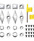 34 Piece Tungsten Carbide Insert Set For Wood Lathe Turning Tools With Various Shapes Round Square Diamond And Includes Screws And Screwdriver