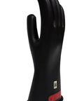 Alt Tag: Class 0 Black Rubber Voltage Insulating Gloves For Electric Work, 11 Inch, Max 1000V AC And 1500V DC, side view