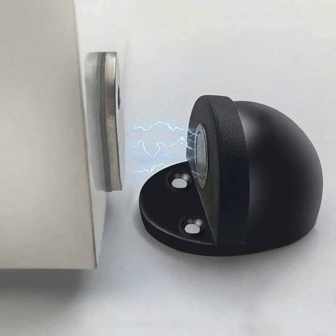 Magnetic Door Stop 4 Pack Self Adhesive Black Brushed Satin Stainless Steel Floor Stops For Bottom Of Door Keeps Door Open With Strong Magnet No Drill Needed Easy Install Great For Doors With Less Than 1 Inch Clearance