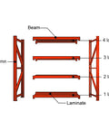 Diagram showing Heavy Duty Four Tier Steel Storage Rack Built To Handle Everyday Clutter For Garage Home Office Setup with labeled components.