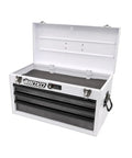 Heavy Duty 3 Drawer Steel Tool Box With Locking System, Portable Hand Carry Toolbox For Mechanics, white finish, open view