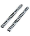 Heavy Duty Side Mounted Ball Bearing Drawer Slides Two Pack Full Extension Cabinet Hardware, cold rolled steel, 17mm wide profile.