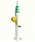 Heavy Duty Aluminum Manual Telescopic Mast With Smooth Hand Crank Lifting Up To Nine Meters, side view with yellow winch.