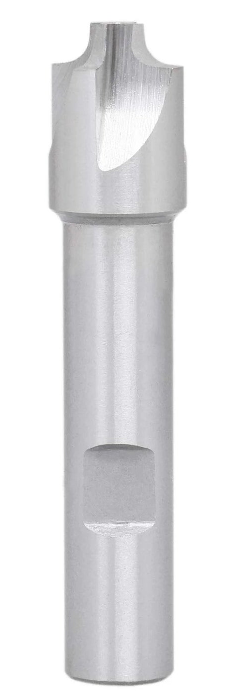 Side view of HSS corner-rounding end mill, 5/8 in cutter diameter, 1/2 in shank, 3 in overall length