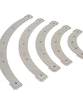 Pro Level Router Templates And Corner Radius Jigs Kit Featuring Five Heavy Duty Plastic Woodworking Guides with R100 to R300 radius shapes.