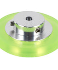 Pro Grade Aluminum Polyurethane Encoder Wheels Built Tough For Exact Speed And Position Tracking Heavy Duty Industrial Rotary Sensor Gauge High Resolution 200Mm Perimeter 3 Pack - Detailed view of green wheel with silver center.