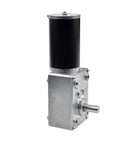 24V DC Worm Gear Motor With Turbo Encoder 53 RPM 5840-31ZY, silver metal casing, and black cylindrical motor on top