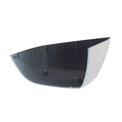 Knockout White Right Side Lower Mirror Cover Cap Fits Tesla Model 3 Years 2017 To 2021 showing interior brackets and curved edge.