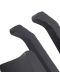 Close-up of black aluminum alloy scooter front hook for M365 and electric scooters, showing rugged finish and durable design.