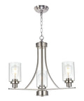 3 Light Brushed Nickel Pendant Chandelier With Clear Glass Shades For Kitchen Dining Living Room Hallway Modern Ceiling Lamp