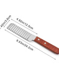 YuanYouTong crinkle cutter knife with stainless steel wavy blade and wooden handle; overall length 9.53 in (24.2 cm)