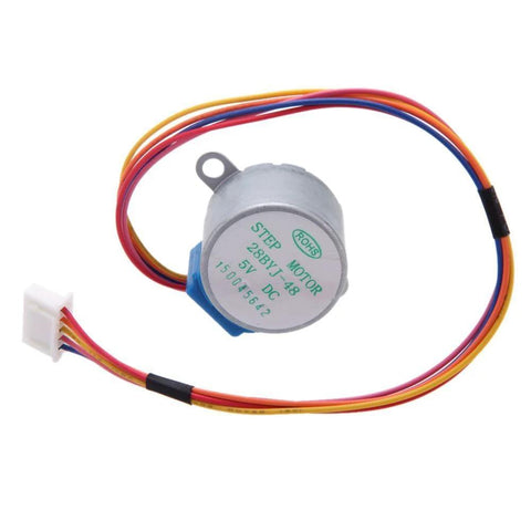28BYJ-48 4-phase stepper motor, 5V DC, with multicolor wires and white connector