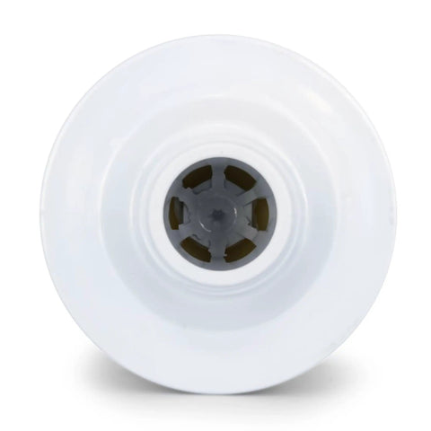 Slick Inline Water Filter With Durable Hose Shield Engineered For Dope Hydroponics Grow Sets And Legit Backyard Gardens Catalytic Carbon and KDF media filter end view.