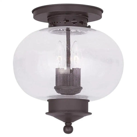Harbor 3-Light Ceiling Mount Fixture In Bronze Finish With Classic Vibe Traditional Style Lighting Featuring Solid Brass Construction Vintage Inspired Indoor Ceiling Fixture For Hallway Foyer Or Living Spaces