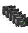 Five Pack Stencil Tape Set For Label Makers In 18Mm 24Mm And 36Mm Sizes featuring black tape cartridges with labels.