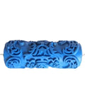 Top Tier 5 Inch Pattern Texture Paint Roller With Grippy Embossed Handle For Swift Diy Wall Murals And Slick Latex Coating That Covers Imperfections Like A Badass Champion, detailed blue textured rubber roller.