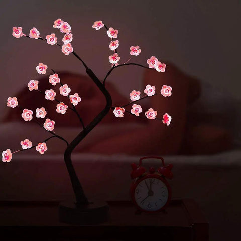 Cherry Blossom Tree Lamp For Living Room Decor And Cozy Night Light, DIY Artificial Tree Light, USB Or Battery Powered Ambience.
