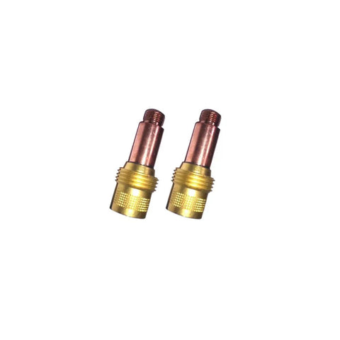 Two collet bodies from Five Pack Gas Lens Collet Bodies 45V28 Five Thirty Second Inch For TIG Welding Torch 17 18 26 Series Pro Grade.