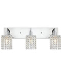 Three Light Crystal Vanity Light Fixture With Chrome Finish, Modern Crystal Wall Sconce Lighting, with crystal drops
