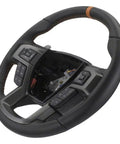 Ford Raptor Style Heated Black Leather Steering Wheel Kit With Orange Stitching And Orange Sightline Includes Wire Harness Trim Bezel Steering Wheel Controls And Installation Hardware