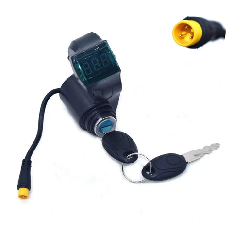 Electric Bicycle Thumb Throttle Voltmeter Digital Voltage Display Switch Power and Key Lock for Ebike and Electric Scooters
