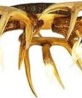 Antler Flush Mount Ceiling Light Rustic Resin Chandelier With LED Retro Style focus on antler design and bulb arrangement.