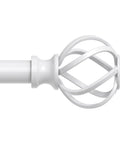 White Curtain Rod 36-88 Inch Adjustable Heavy Duty Metal Rod With Twisted Cage Finials for modern style window treatment