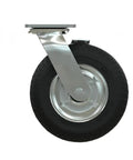 Heavy Duty 8 Inch Inflatable Rubber Caster Wheel With Secure Parking Brake Universal Fit For Luggage Trolleys, side view.