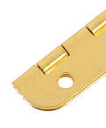 Close-up of a single hinge from a 10Pcs Miniature Piano Hinges Heavy Duty set for jewelry boxes and wood crafts.