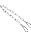 Stainless Steel Gate Chain Latch with Dual Carabiners for Fences showing smooth chain link with carabiners for secure fastening.