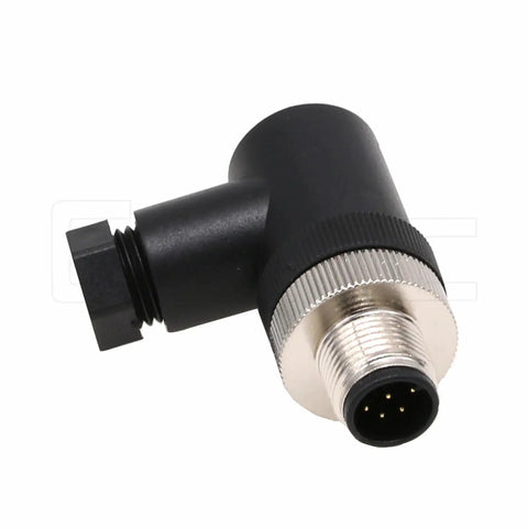 Industrial M12 8 Pin Male Connector 12mm A Code IP67 30V 2A, right angle, waterproof, industrial grade, field installable connector
